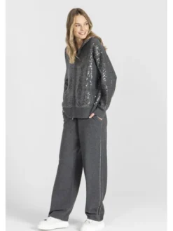 Deni Cler Milano Spodnie dresowe T-DC-553D-E5-90-80-1 Szary Loose Leg