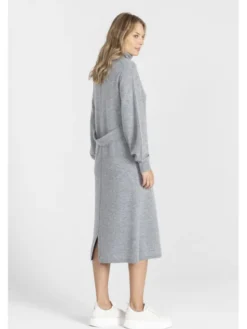 Deni Cler Milano Sukienka dzianinowa T-DC-354D-E5-90-80-1 Szary Loose Fit