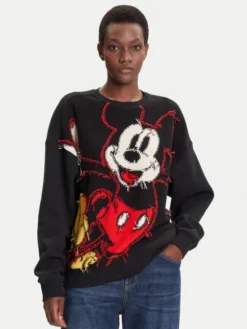 Desigual Bluza Hello Mickey 25WWSK14 Czarny Regular Fit