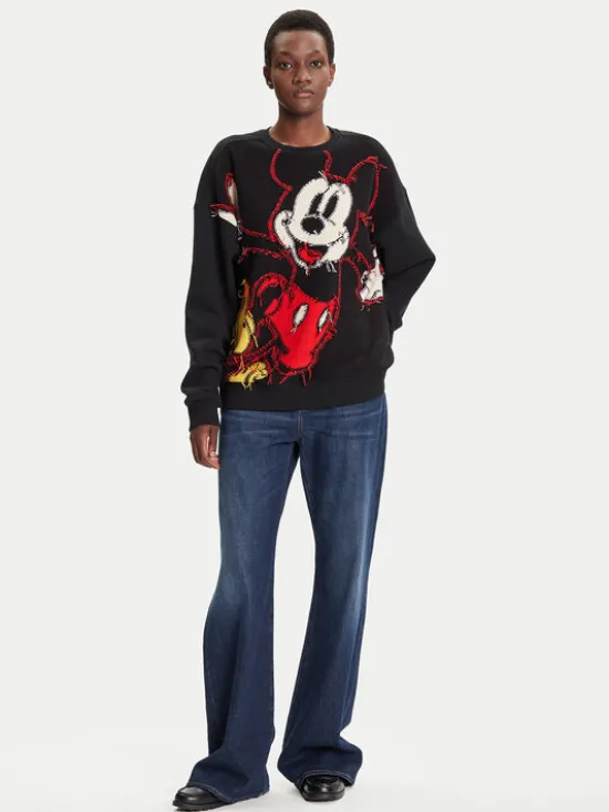 Desigual Bluza Hello Mickey 25WWSK14 Czarny Regular Fit