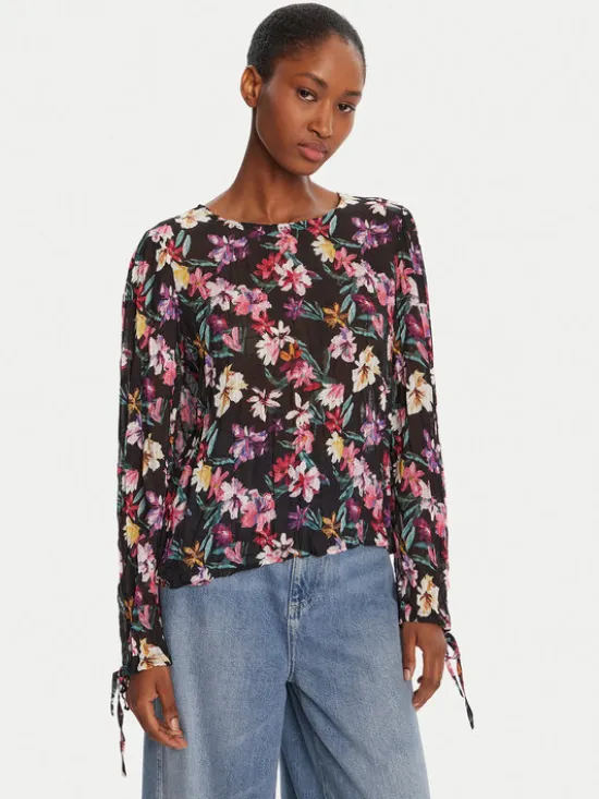 Desigual Bluzka Flori 25WWBW03 Czarny Regular Fit