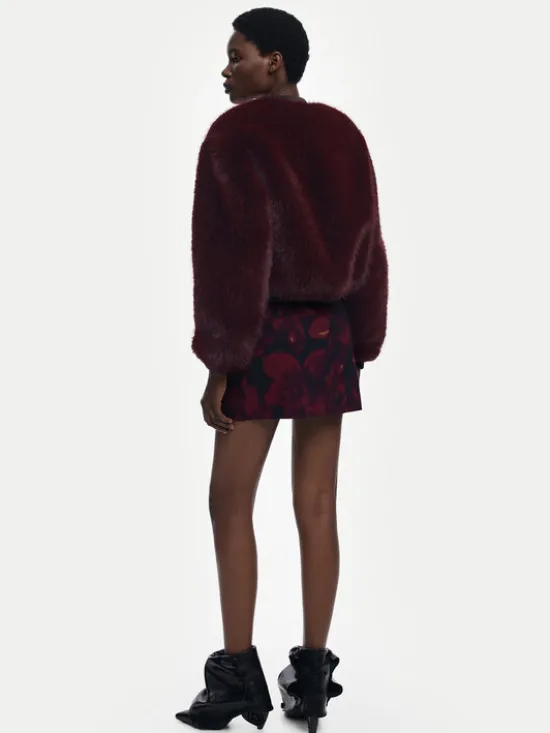 Desigual Futro Raspberry 25WWEW67 Bordowy Relaxed Fit