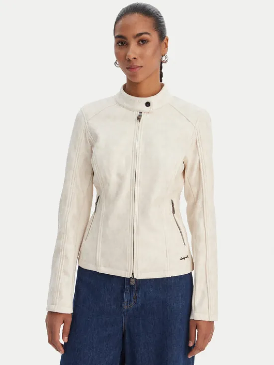Desigual Kurtka przejściowa 26SWEW10 Kremowy Regular Fit