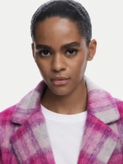 Desigual Płaszcz wełniany Pinkcheck 25WWEW15 Różowy Regular Fit