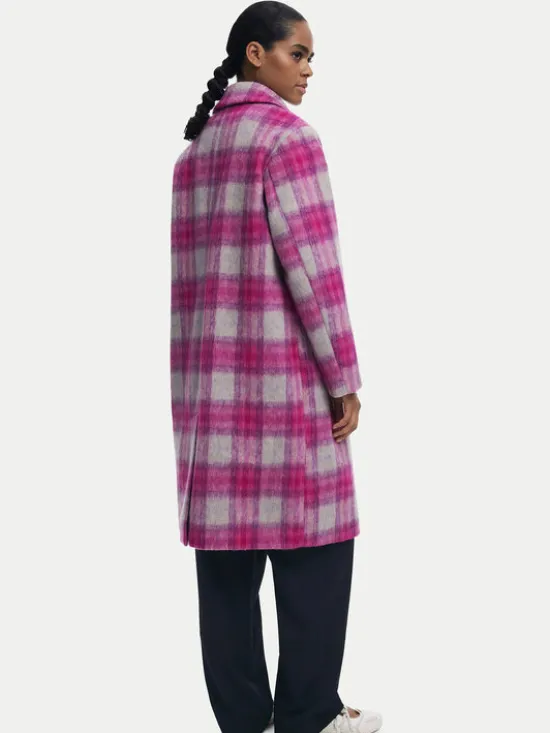 Desigual Płaszcz wełniany Pinkcheck 25WWEW15 Różowy Regular Fit