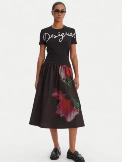 Desigual Spódnica midi 26SWFW02 Czarny Regular Fit