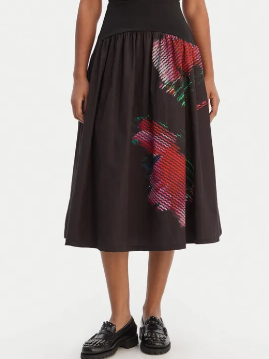 Desigual Spódnica midi 26SWFW02 Czarny Regular Fit