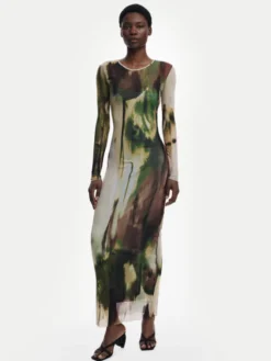 Desigual Sukienka codzienna Godiva 25WWVK41 Zielony Slim Fit