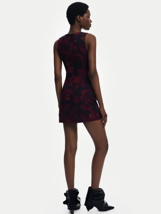 Desigual Sukienka koktajlowa Petofrunce 25WWVW20 Bordowy Slim Fit