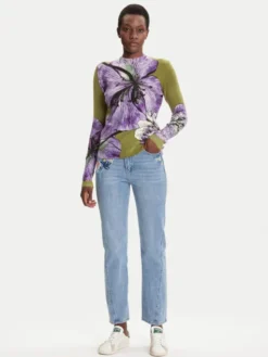 Desigual Sweter Orquidea Lacroix 25WWJF42 Zielony Regular Fit
