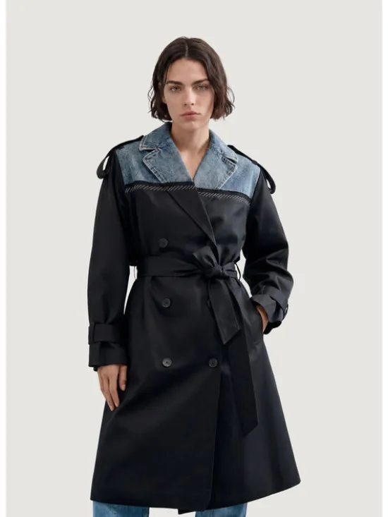 Desigual Trencz CHAQ_HYBRIDTRENCH Czarny Classic Fit