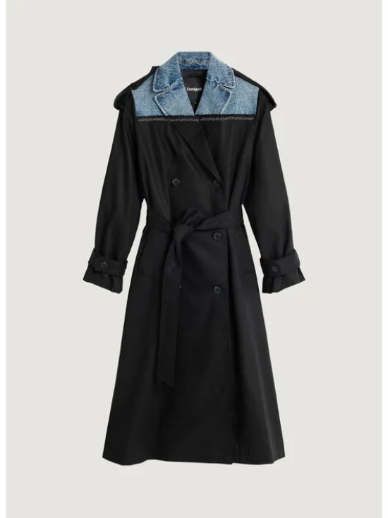 Desigual Trencz CHAQ_HYBRIDTRENCH Czarny Classic Fit