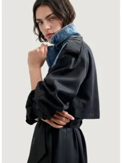 Desigual Trencz CHAQ_HYBRIDTRENCH Czarny Classic Fit