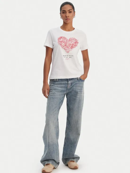 Desigual T-Shirt 26SWTK06 Biały Regular Fit