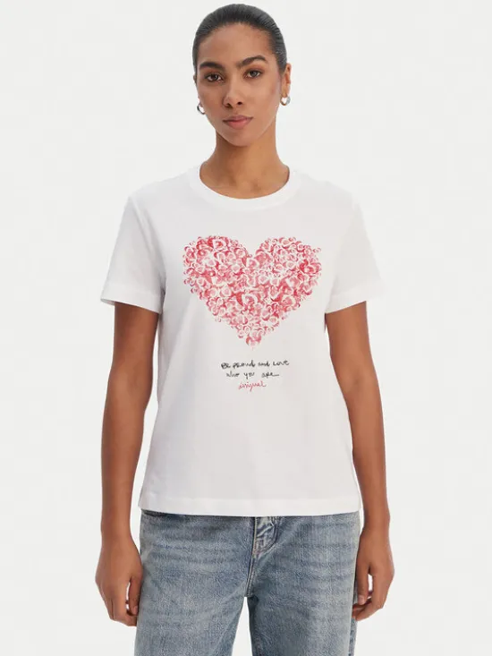 Desigual T-Shirt 26SWTK06 Biały Regular Fit