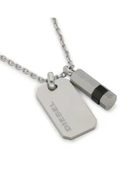 Diesel Naszyjnik Brave Armor Double Pendant DX1156040 Srebrny