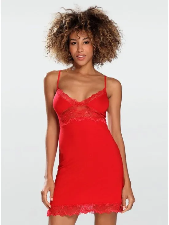 DKaren Lingerie Halka Laloni Czerwony Classic Fit
