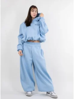 DKaren Sport Komplet bluza, bluzka i spodnie EqB27 001 Błękitny Classic Fit
