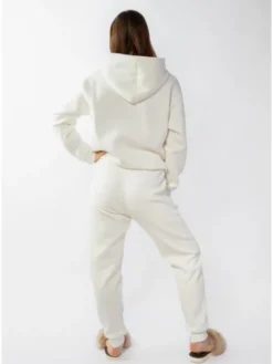 DKaren Sport Komplet bluza i spodnie materiałowe Randi Écru Classic Fit