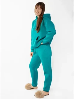 DKaren Sport Komplet bluza i spodnie materiałowe Randi Turkusowy Classic Fit
