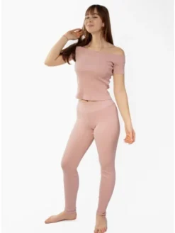 DKaren Sport Komplet bluzka i spodnie Bayo Różowy Slim Fit