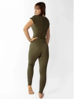 DKaren Sport Komplet bluzka i spodnie Halima Khaki Slim Fit