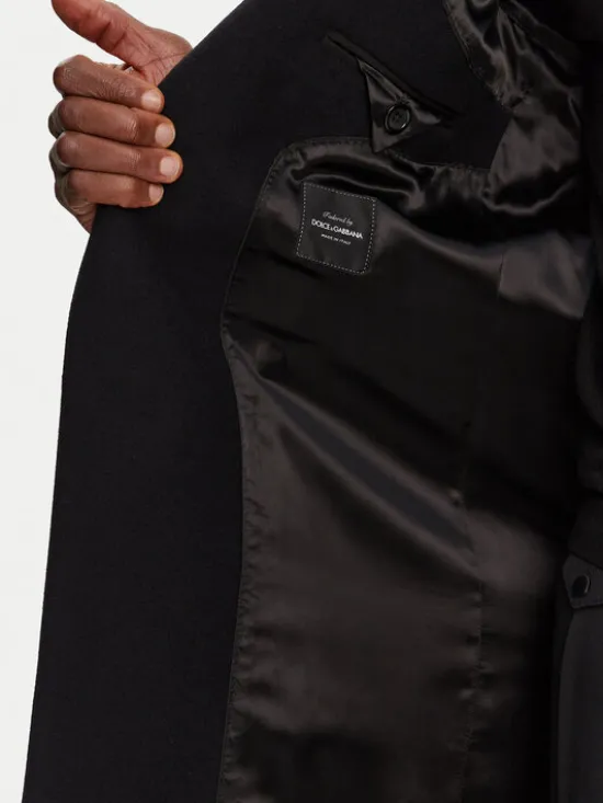 Dolce&Gabbana Płaszcz wełniany G036IT HUMJ2 Czarny Regular Fit