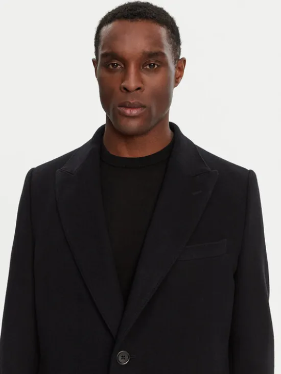 Dolce&Gabbana Płaszcz wełniany G036IT HUMJ2 Czarny Regular Fit