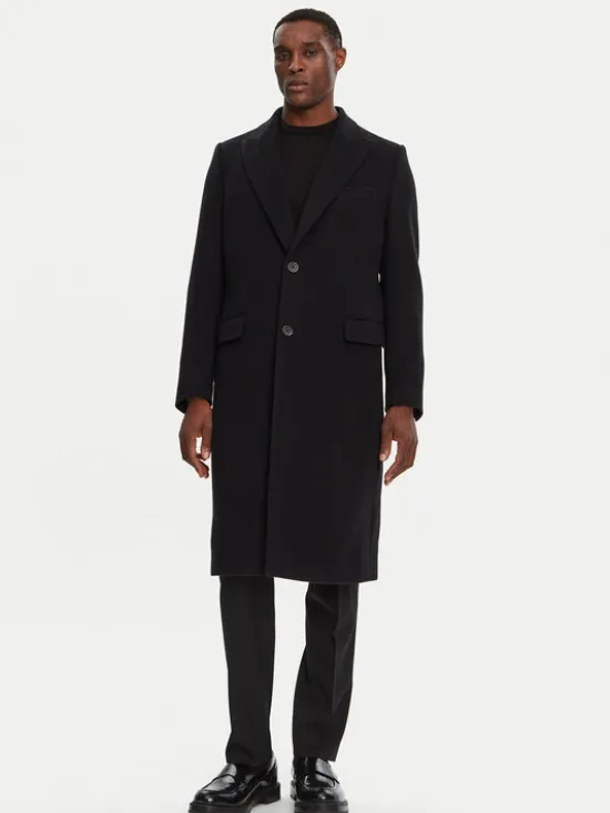Dolce&Gabbana Płaszcz wełniany G036IT HUMJ2 Czarny Regular Fit