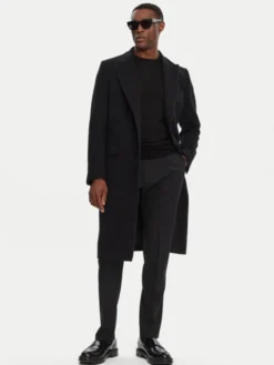 Dolce&Gabbana Płaszcz wełniany G036IT HUMJ2 Czarny Regular Fit