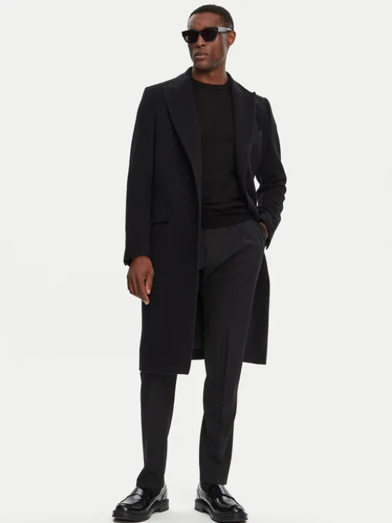 Dolce&Gabbana Płaszcz wełniany G036IT HUMJ2 Czarny Regular Fit