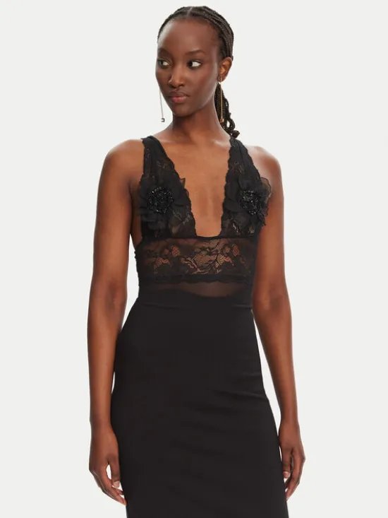 Elisabetta Franchi Body BO03452E2 110 Czarny Regular Fit