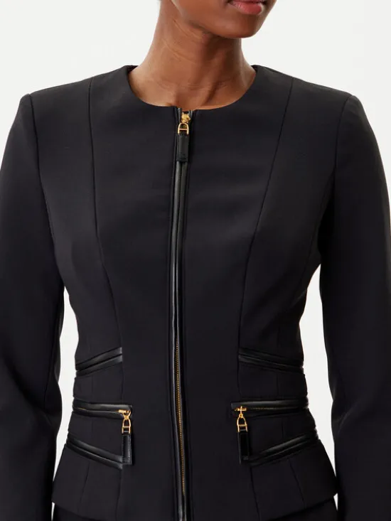 Elisabetta Franchi Marynarka GI-173-56E2-V680 Czarny Regular Fit