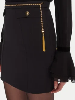 Elisabetta Franchi Spódnica mini GO-148-57E2-V380 Czarny Regular Fit