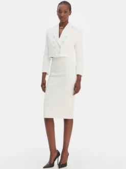 Elisabetta Franchi Spódnica ołówkowa GO-159-61E2-V360 Écru Regular Fit