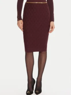 Elisabetta Franchi Spódnica ołówkowa GK-20B-56E2-V390 Bordowy Slim Fit