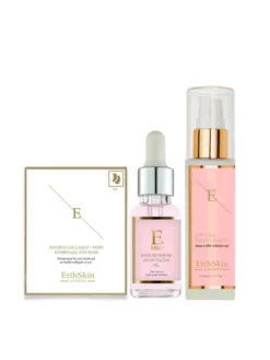 Erthskin London SERUM EGF CELL EFFECT + Rozświetlający olejek do twarzy z kwiatu róży + Podwójne płatki pod oczy Zestaw do pielęgnacji