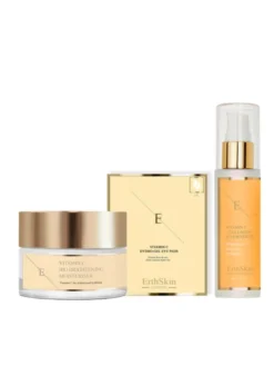 Erthskin London WITAMINA C ELIXIR SERUM + Witamina C Rozświetlający krem ​​nawilżający + Płatki pod oczy Zestaw do pielęgnacji