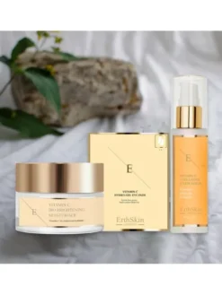 Erthskin London WITAMINA C ELIXIR SERUM + Witamina C Rozświetlający krem ​​nawilżający + Płatki pod oczy Zestaw do pielęgnacji