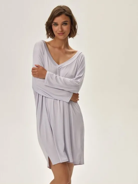 Esotiq Koszula nocna 42092 Szary Regular Fit