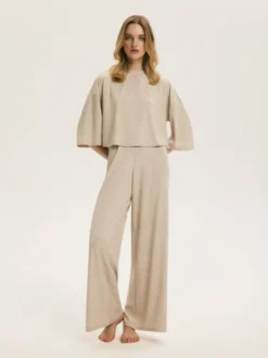 Esotiq Piżama 44034 Beżowy Relaxed Fit