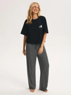Esotiq Piżama 45915 Czarny Regular Fit