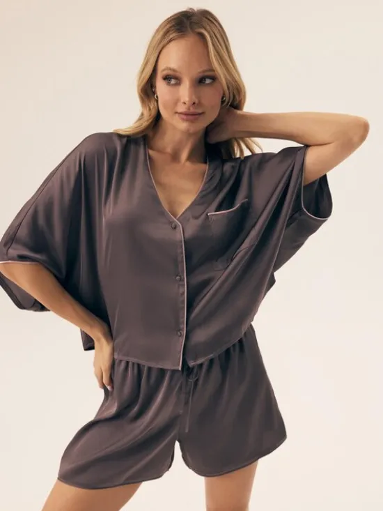 Esotiq Piżama 43346 Szary Regular Fit