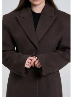 Estro Płaszcz wełniany ER00119687 Beżowy ciemny Slim Fit