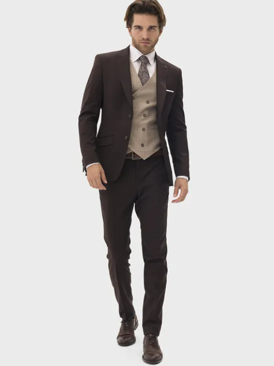 Evenemen Garnitur Kast Brown Brązowy Slim Fit