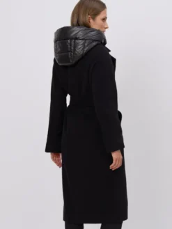 FAN LEATHER Płaszcz przejściowy Wełniany z Kaszmierm z Odpinaną Podpinką Czarny Standard Fit