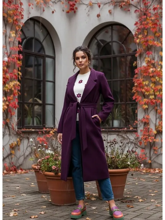 FIGL Płaszcz przejściowy M1243 Fioletowy Regular Fit