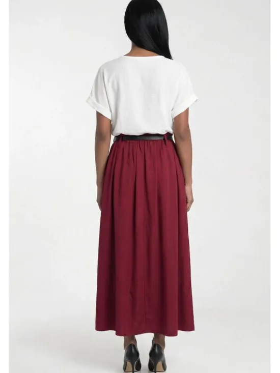 FIGL Spódnica maxi M1326 Bordowy A-Line Fit