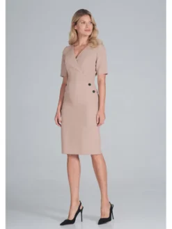FIGL Sukienka M851 Beżowy Regular Fit