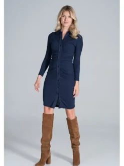 FIGL Sukienka M824 Granatowy Slim Fit
